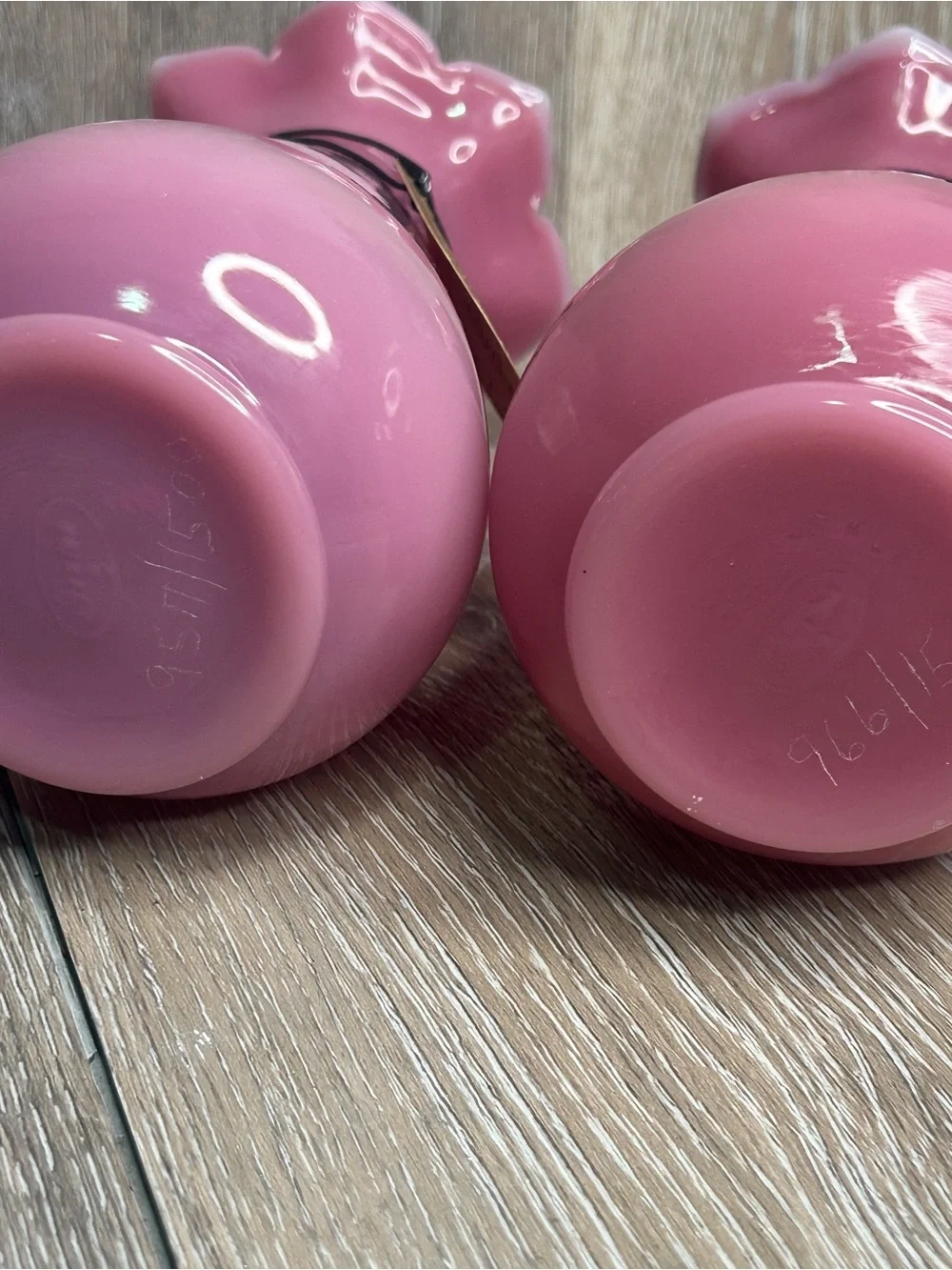 Vintage Fenton Rose Quartz Sand Carved Glass Vases Pair Limited Edition 7.5